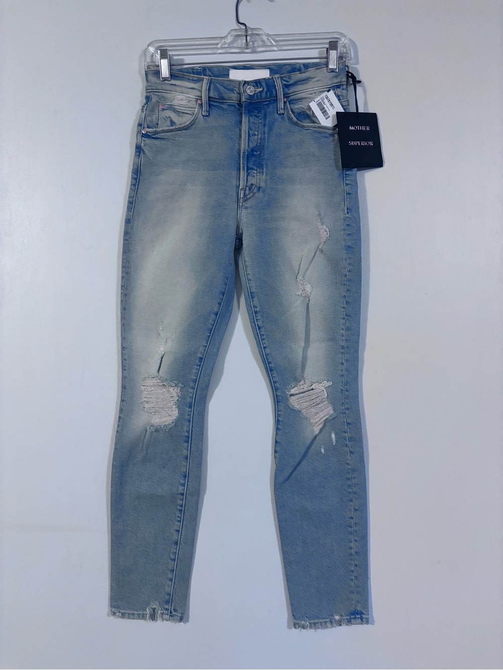 MOTHER Light Blue Distressed Skinny Jeans 25